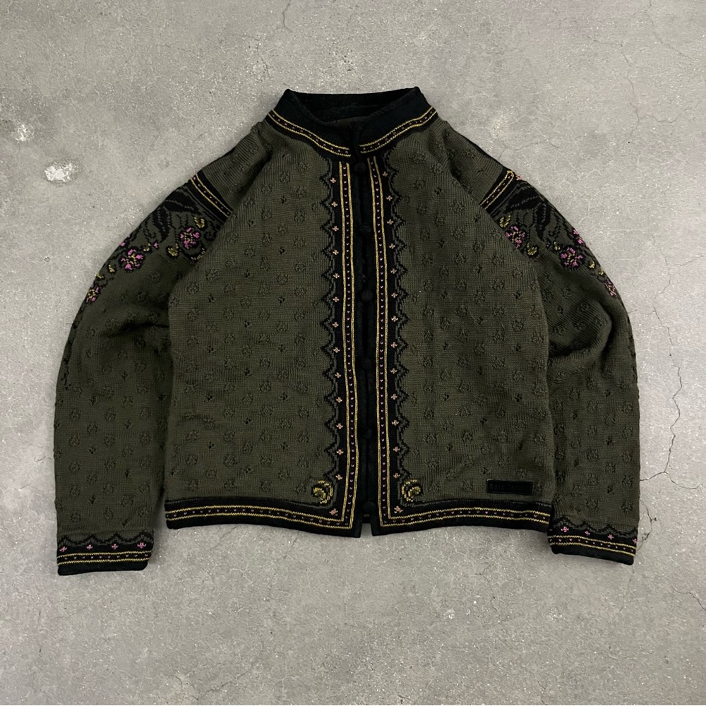 Dale of Norway Olive Green button up sweater